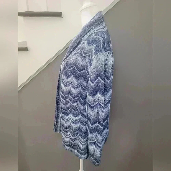 Alfred Dunner Womens Size PL Open Front Gray & Blue Knit Sweater Cardigan Cozy - Picture 2 of 4